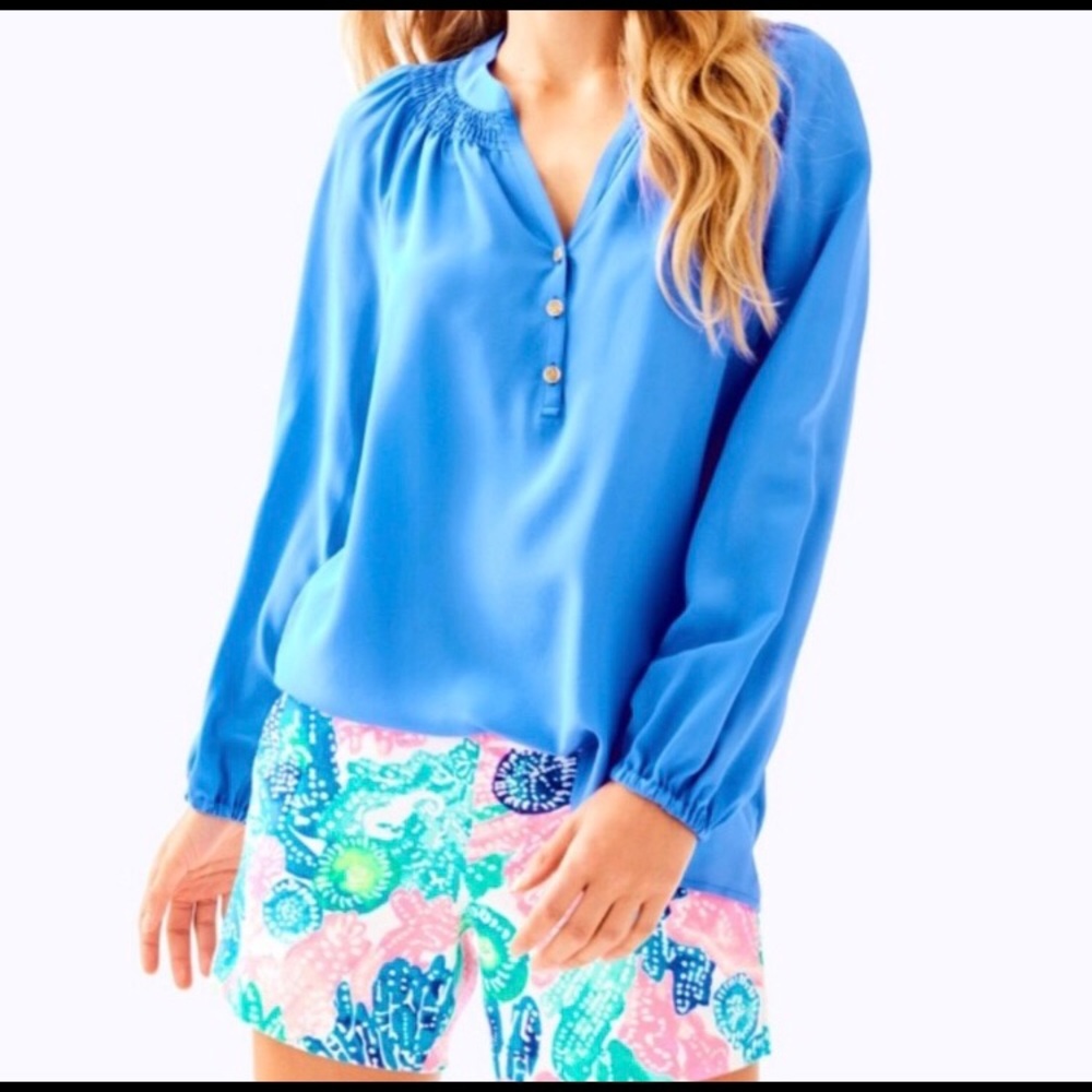 ❌SOLD❌ Lilly Pulitzer Elsa Silk Blue Top Sz Small
